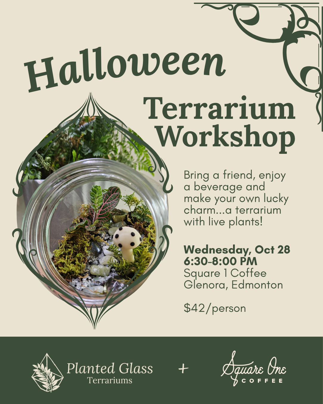 Tickets: Halloween Terrarium Workshop at Square 1 Coffee