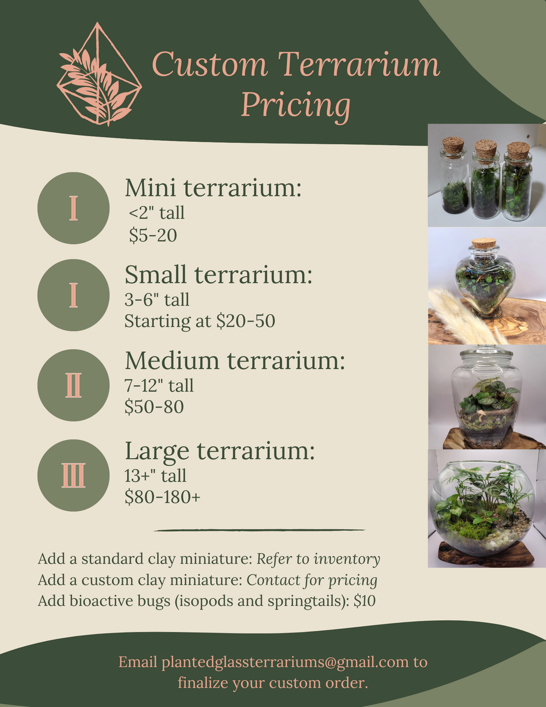 Custom Orders Planted Glass Terrariums